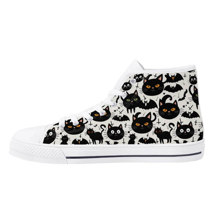 Women's Rubber High Top Crazy Cat Lady Canvas Shoes - DeRose Seasonal