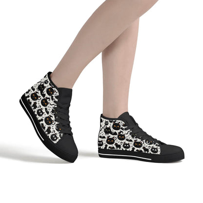 Women's Rubber High Top Crazy Cat Lady Canvas Shoes - DeRose Seasonal