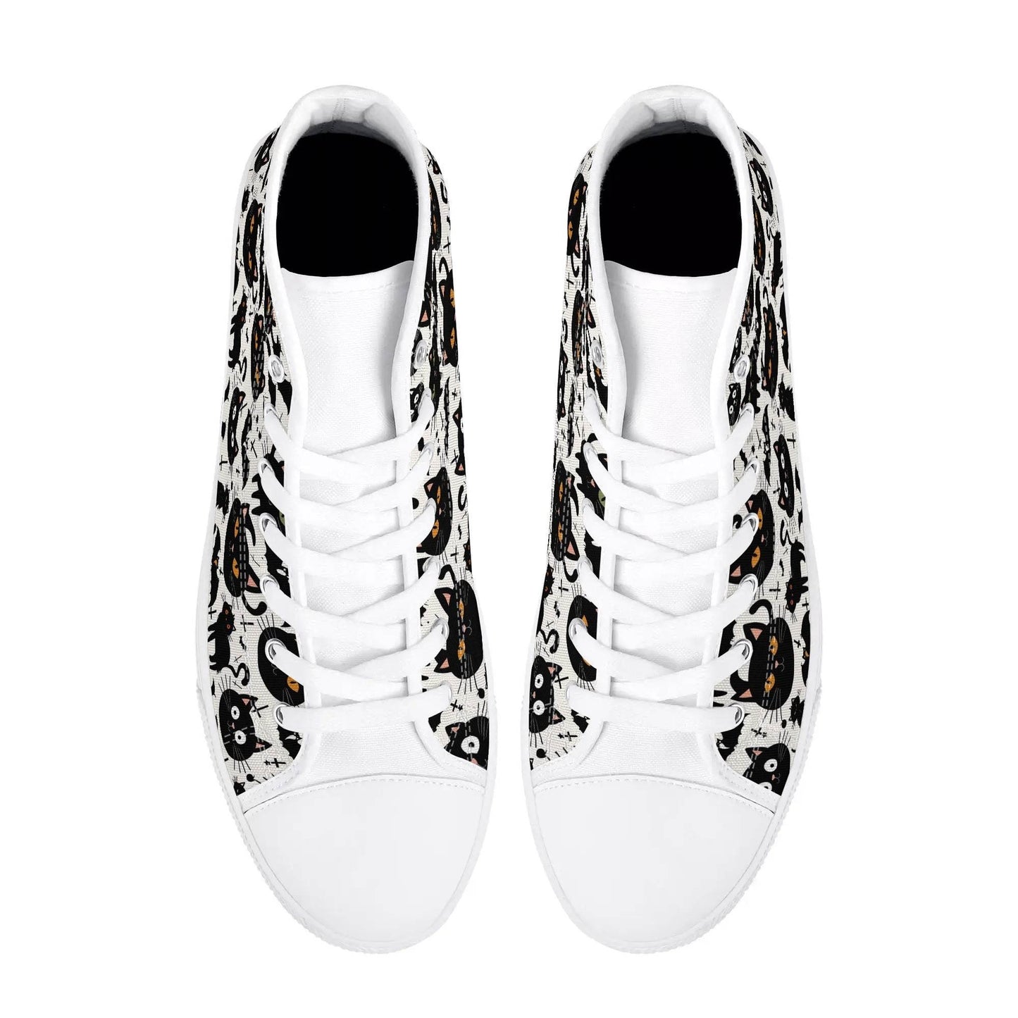 Women's Rubber High Top Crazy Cat Lady Canvas Shoes - DeRose Seasonal