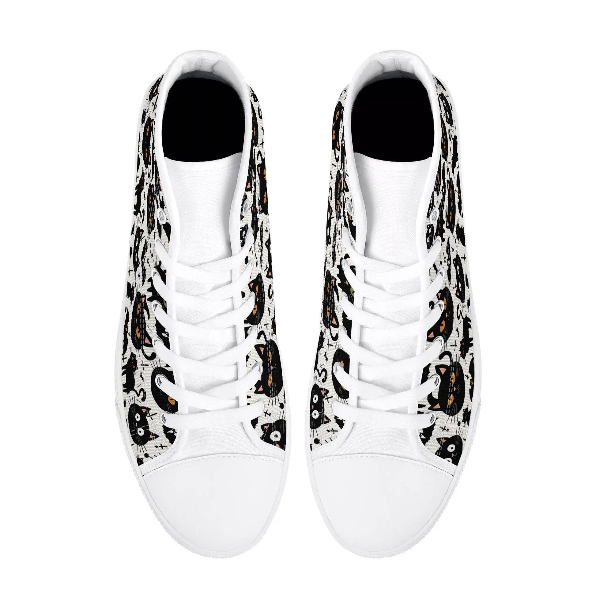 Women's Rubber High Top Crazy Cat Lady Canvas Shoes - DeRose Seasonal