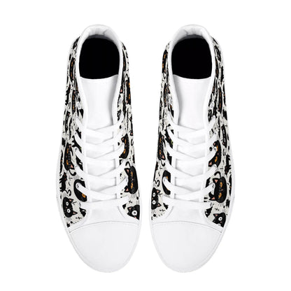 Women's Rubber High Top Crazy Cat Lady Canvas Shoes - DeRose Seasonal