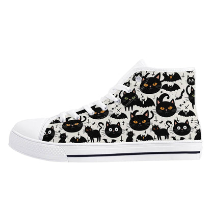 Women's Rubber High Top Crazy Cat Lady Canvas Shoes - DeRose Seasonal