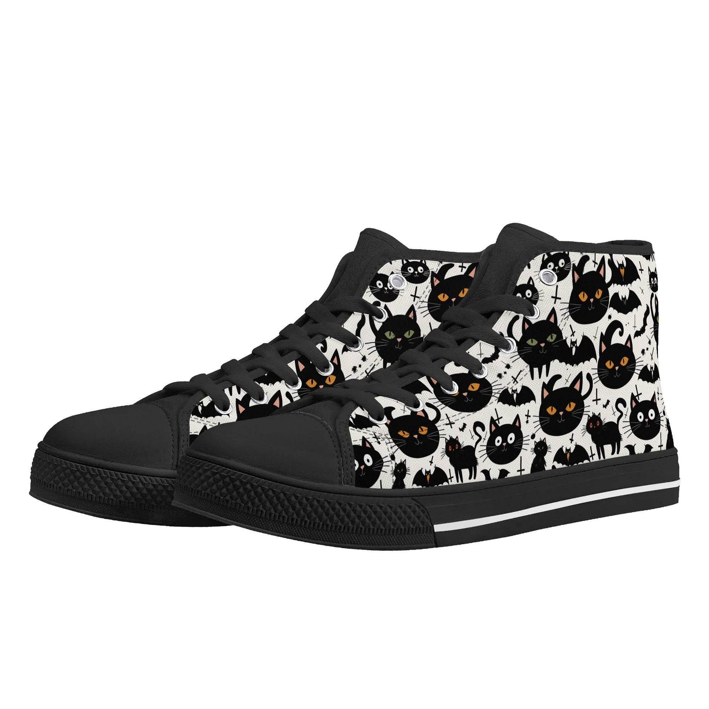 Women's Rubber High Top Crazy Cat Lady Canvas Shoes - DeRose Seasonal