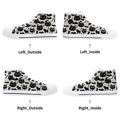 Women's Rubber High Top Crazy Cat Lady Canvas Shoes - DeRose Seasonal