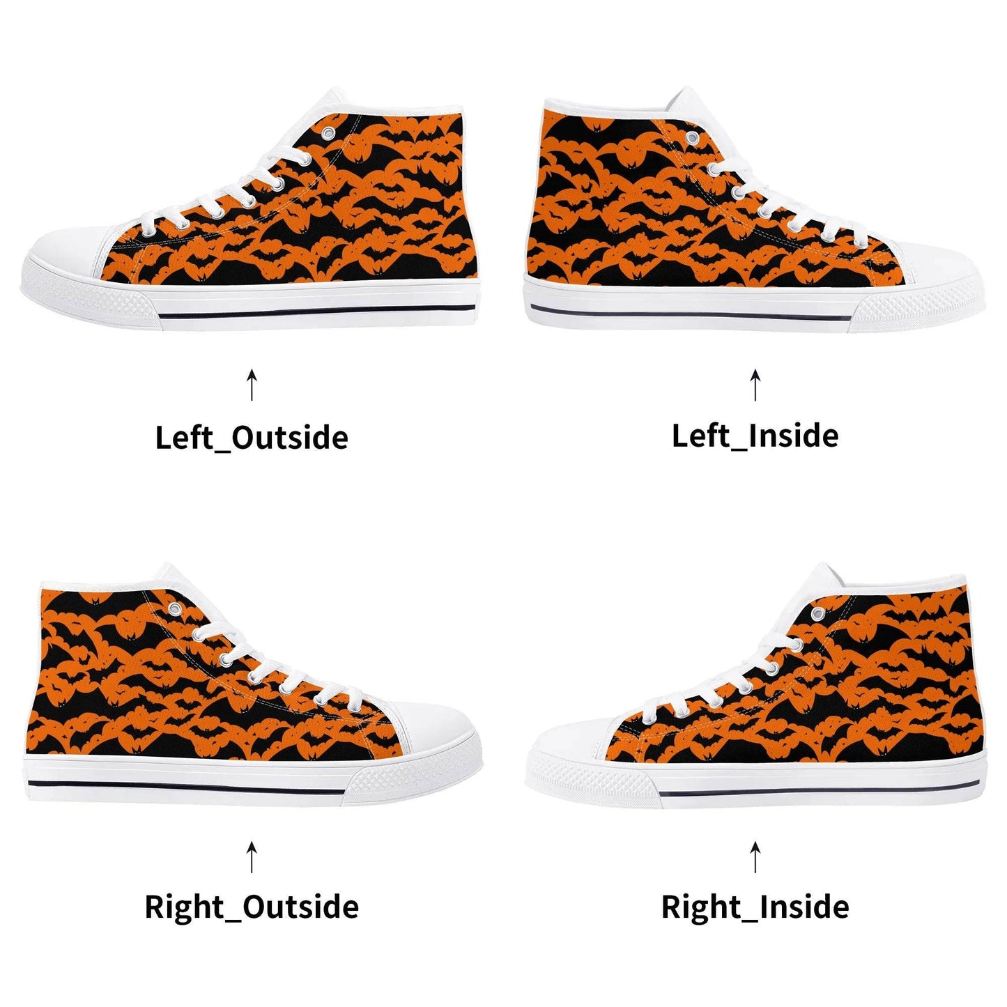Women's Rubber High Top Halloween Bats Canvas Shoes - DeRose Seasonal