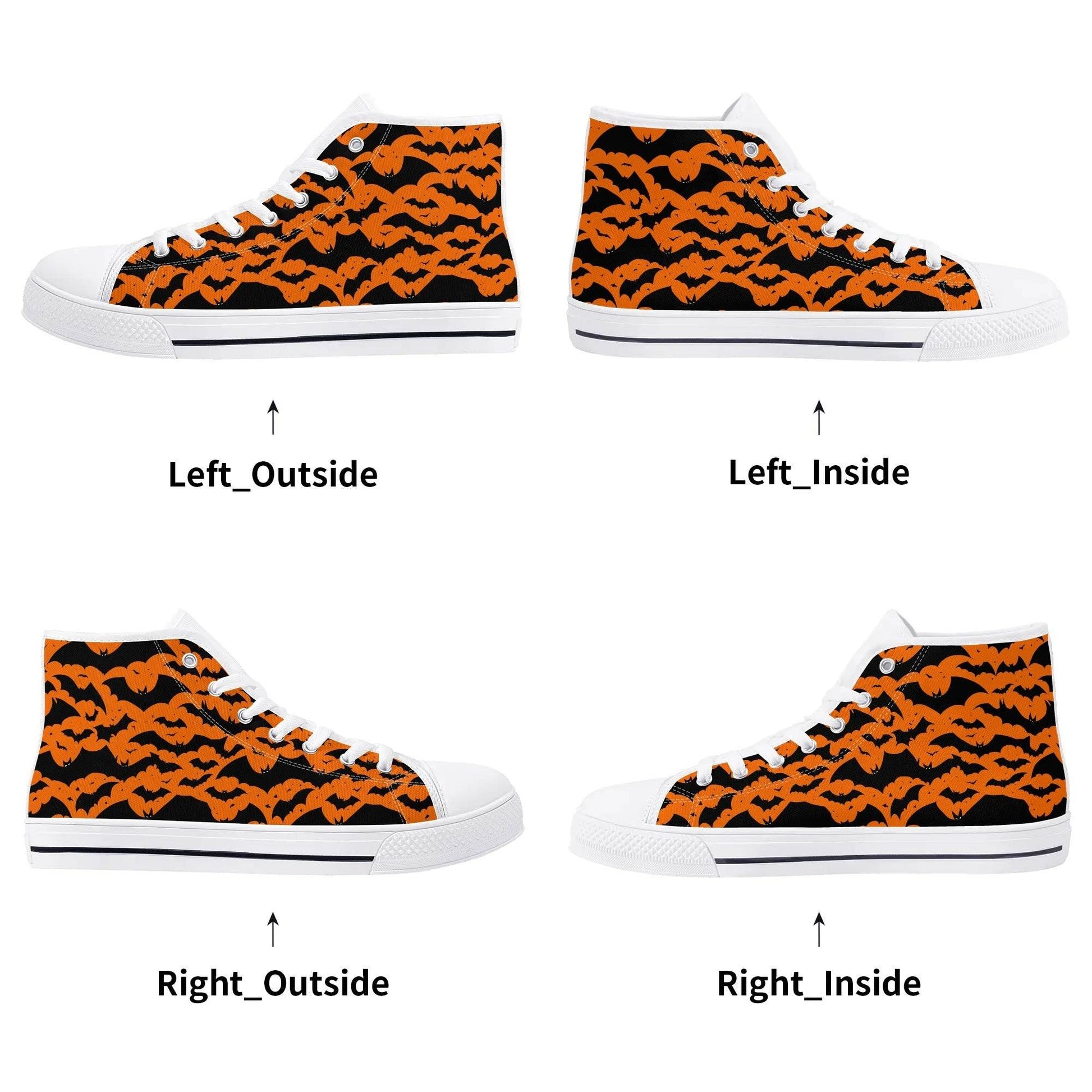 Women's Rubber High Top Halloween Bats Canvas Shoes - DeRose Seasonal