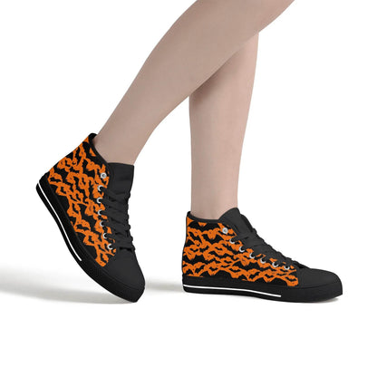 Women's Rubber High Top Halloween Bats Canvas Shoes - DeRose Seasonal