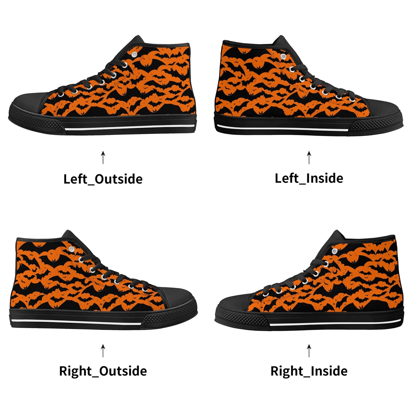 Women's Rubber High Top Halloween Bats Canvas Shoes - DeRose Seasonal