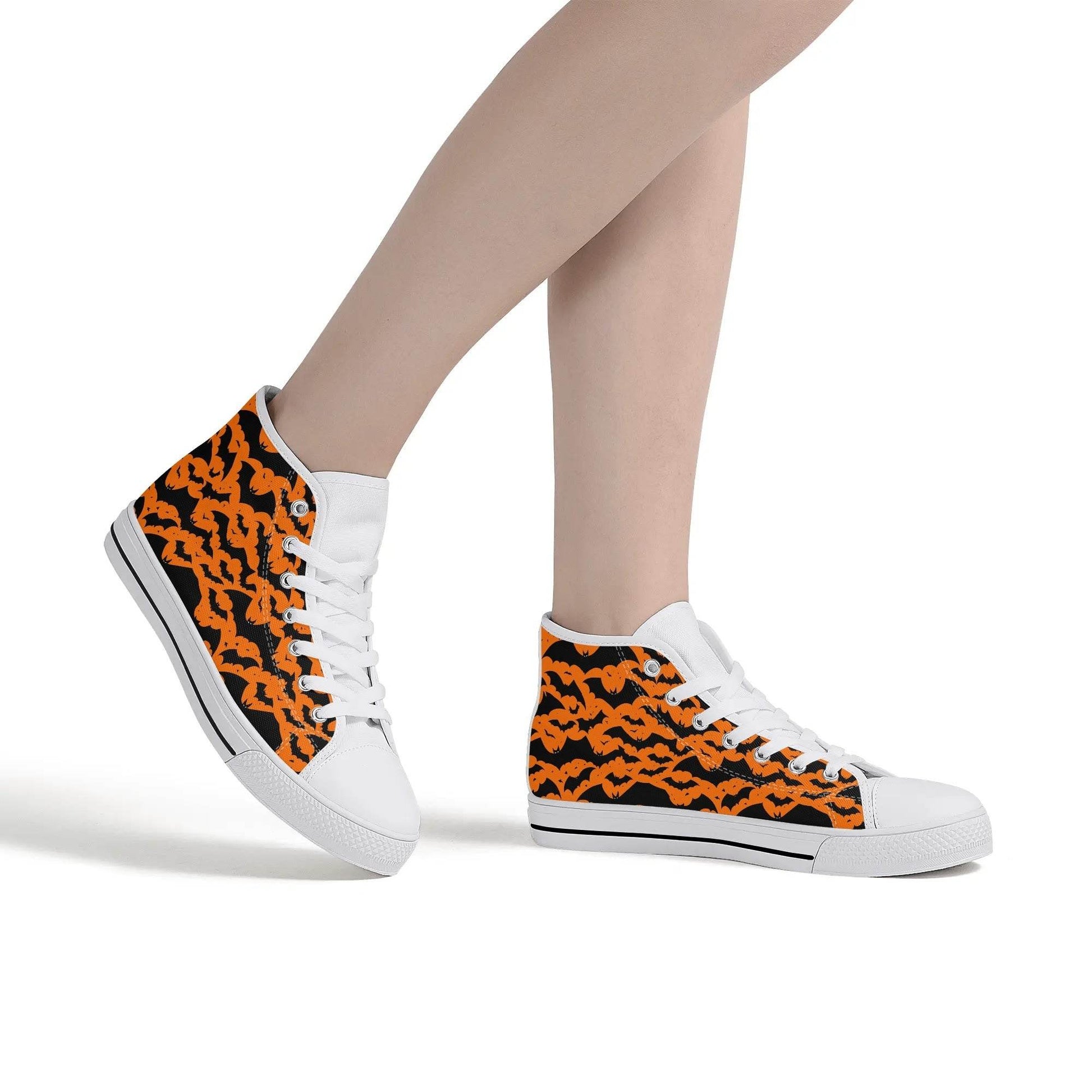 Women's Rubber High Top Halloween Bats Canvas Shoes - DeRose Seasonal