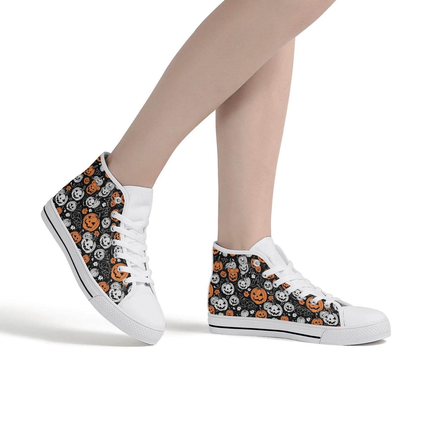 Women's Rubber High Top Jack-O-Lanterns Canvas Shoes - DeRose Seasonal