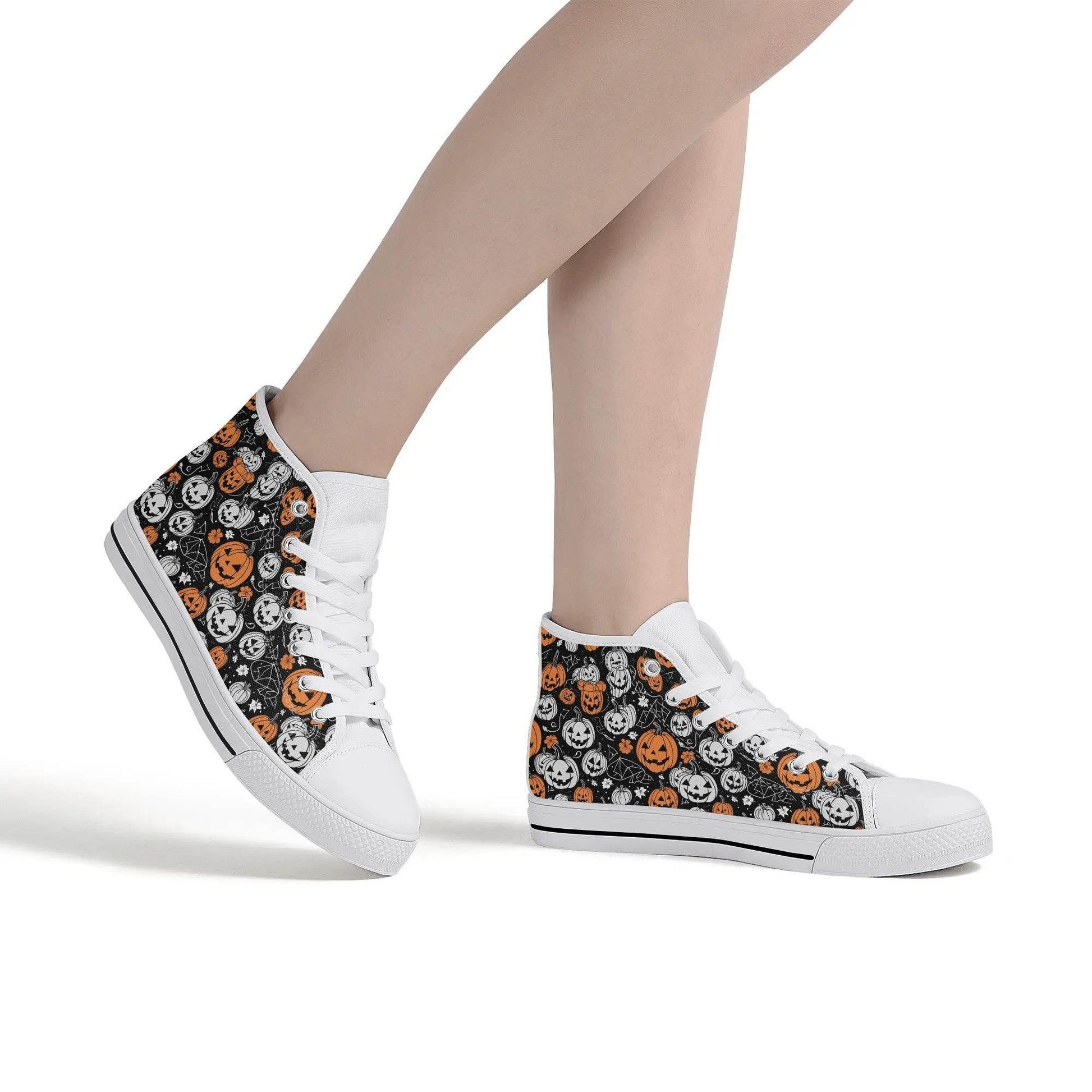 Women's Rubber High Top Jack-O-Lanterns Canvas Shoes - DeRose Seasonal