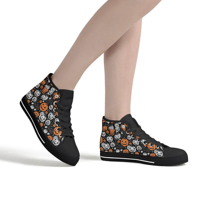 Women's Rubber High Top Jack-O-Lanterns Canvas Shoes - DeRose Seasonal