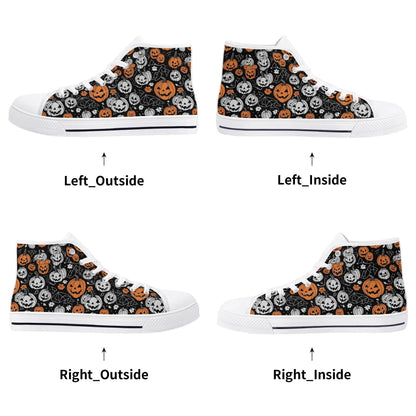 Women's Rubber High Top Jack-O-Lanterns Canvas Shoes - DeRose Seasonal