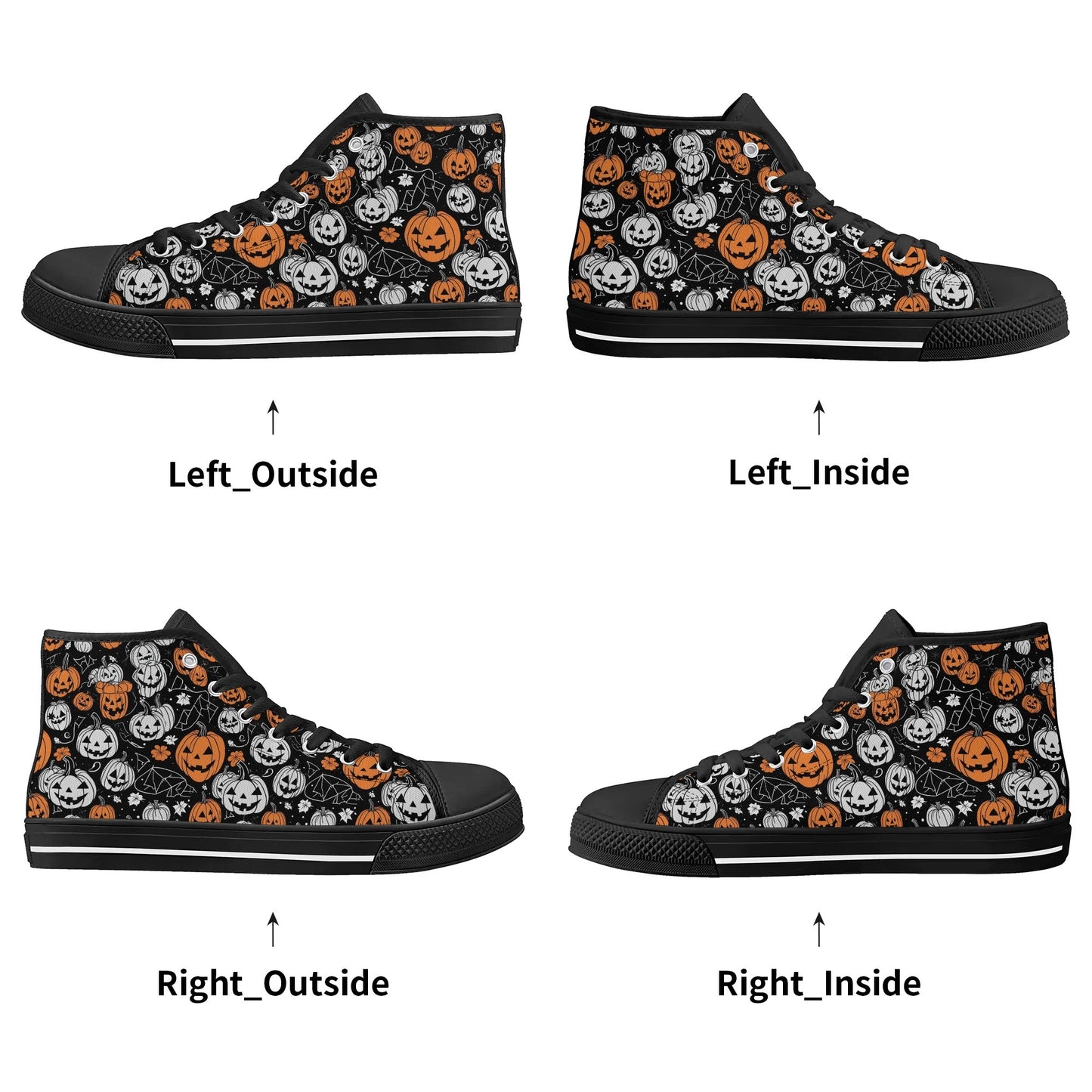 Women's Rubber High Top Jack-O-Lanterns Canvas Shoes - DeRose Seasonal