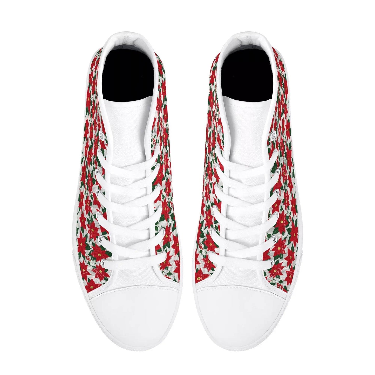 Women's Rubber High Top Poinsettia Floral Canvas Shoes - DeRose Seasonal