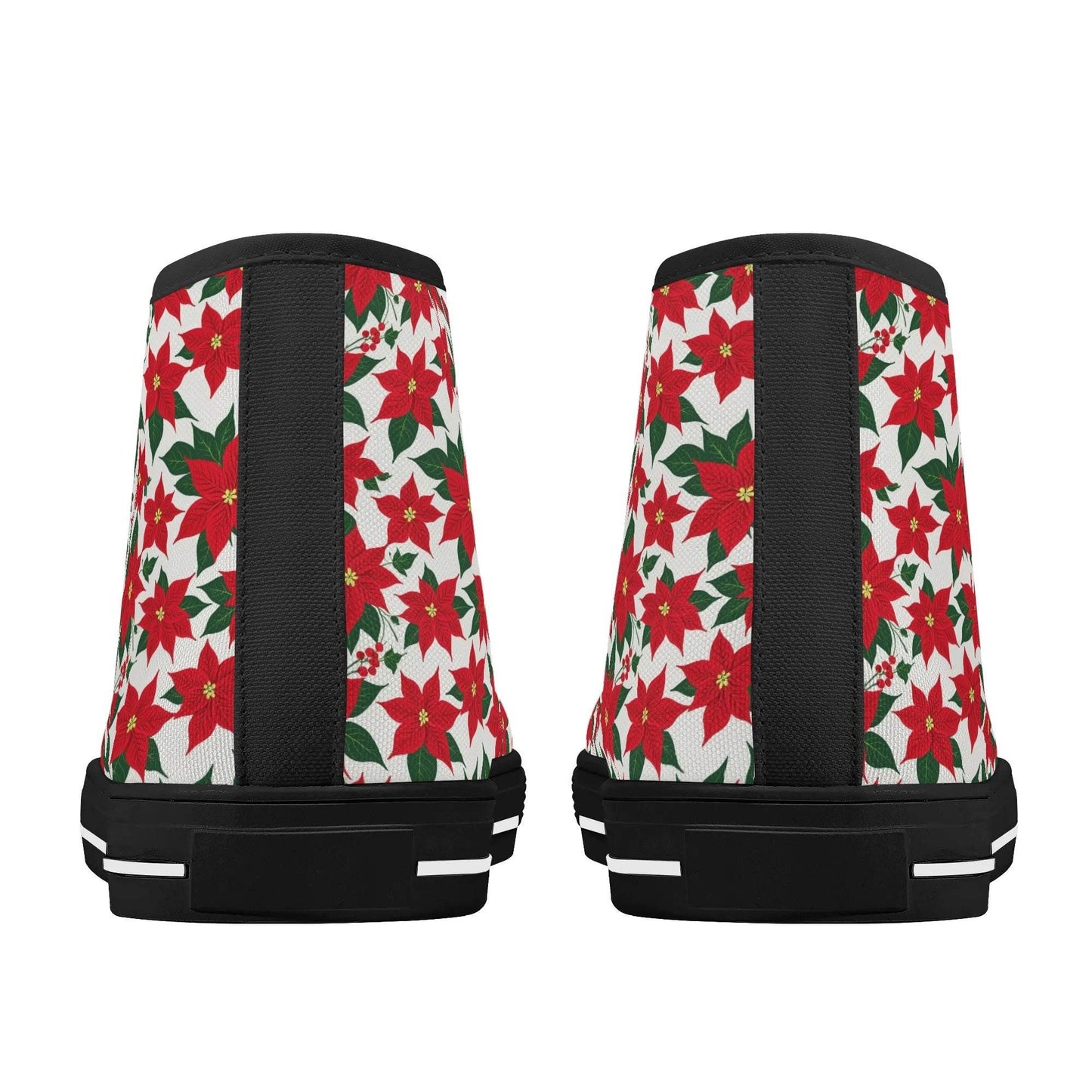 Women's Rubber High Top Poinsettia Floral Canvas Shoes - DeRose Seasonal