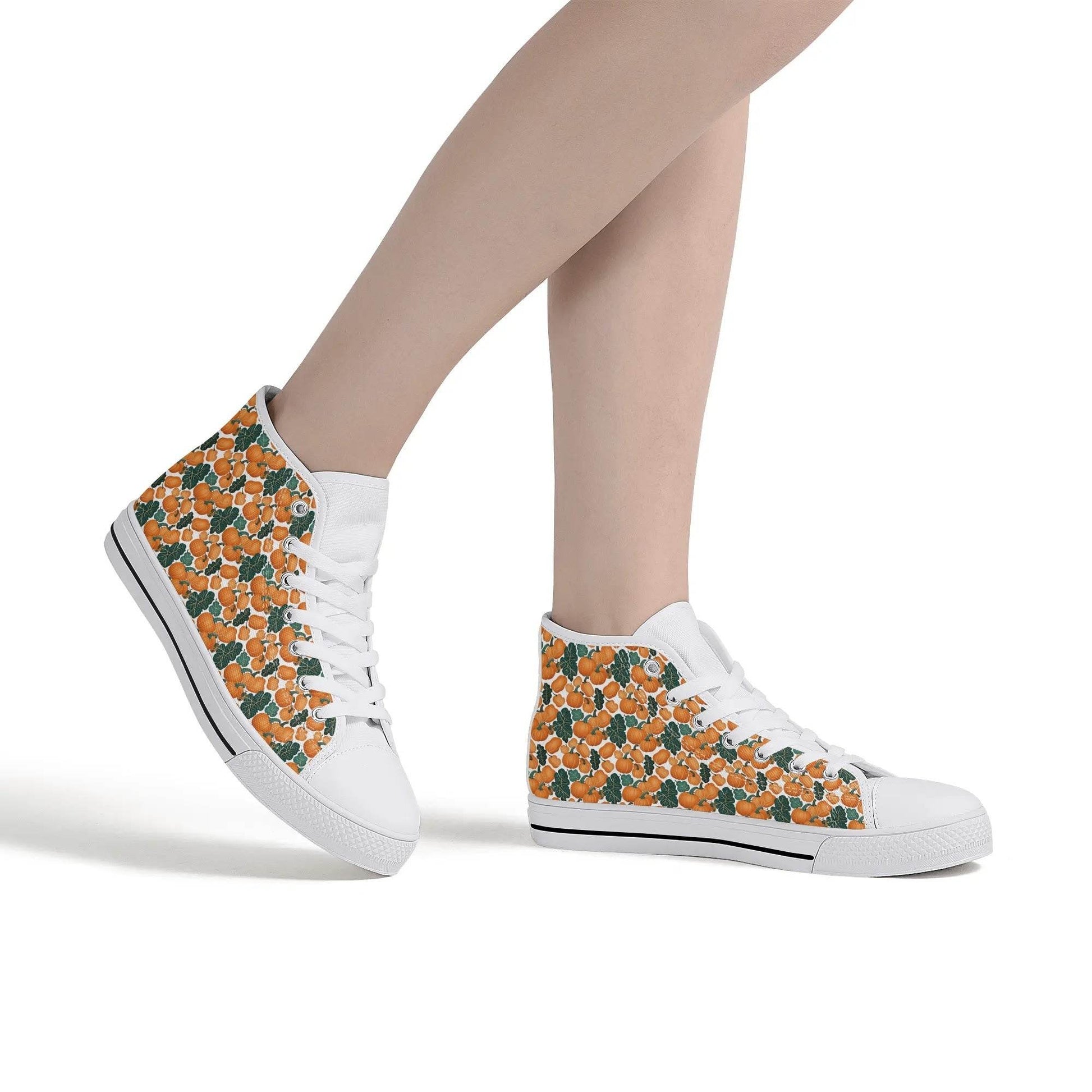 Women's Rubber High Top Pumpkin Patch Canvas Shoes - DeRose Seasonal