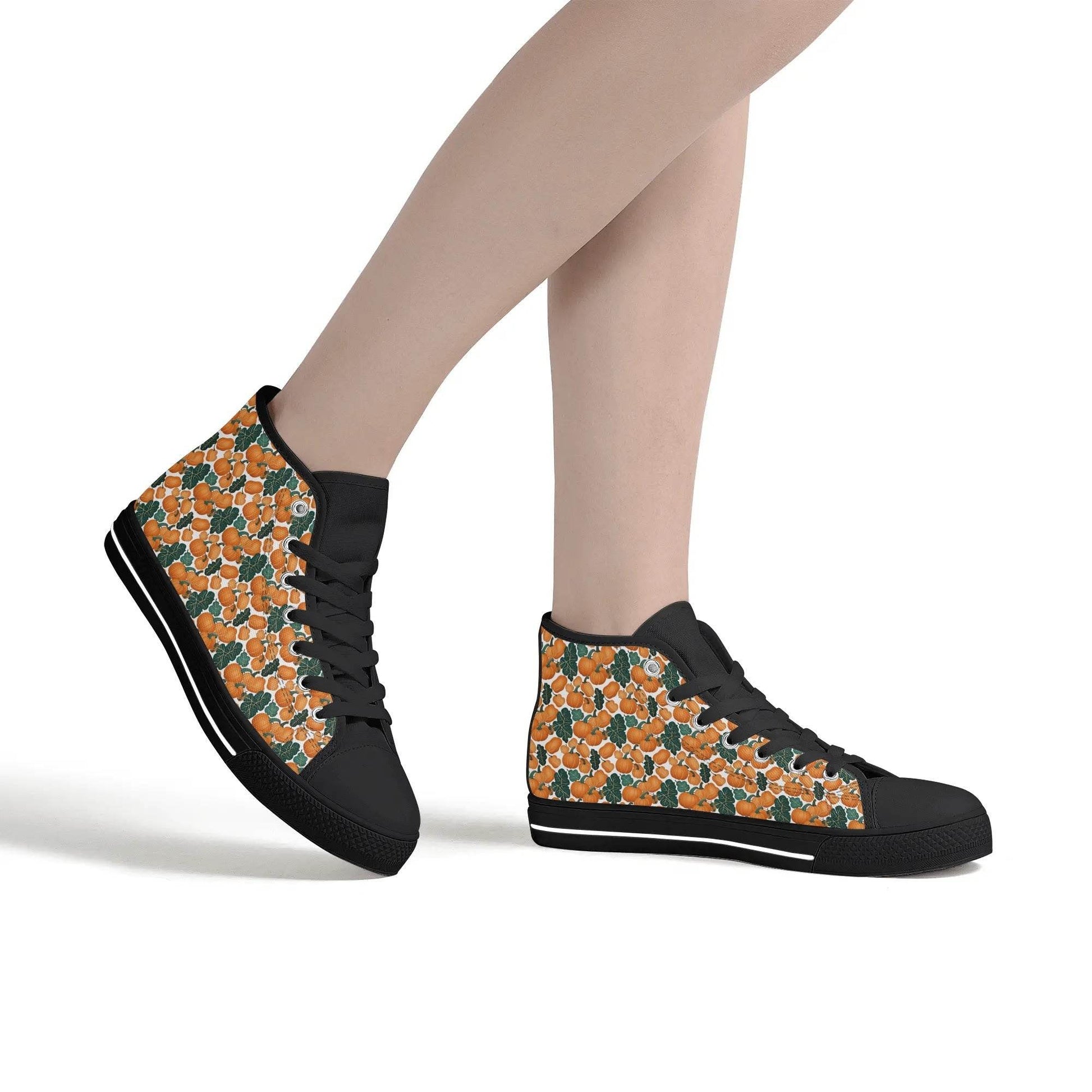 Women's Rubber High Top Pumpkin Patch Canvas Shoes - DeRose Seasonal