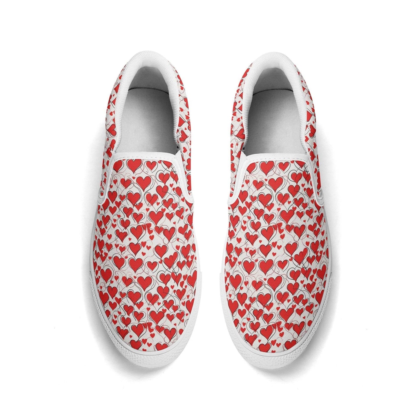 Women's Scribble Hearts Rubber Slip On Shoes - DeRose Seasonal