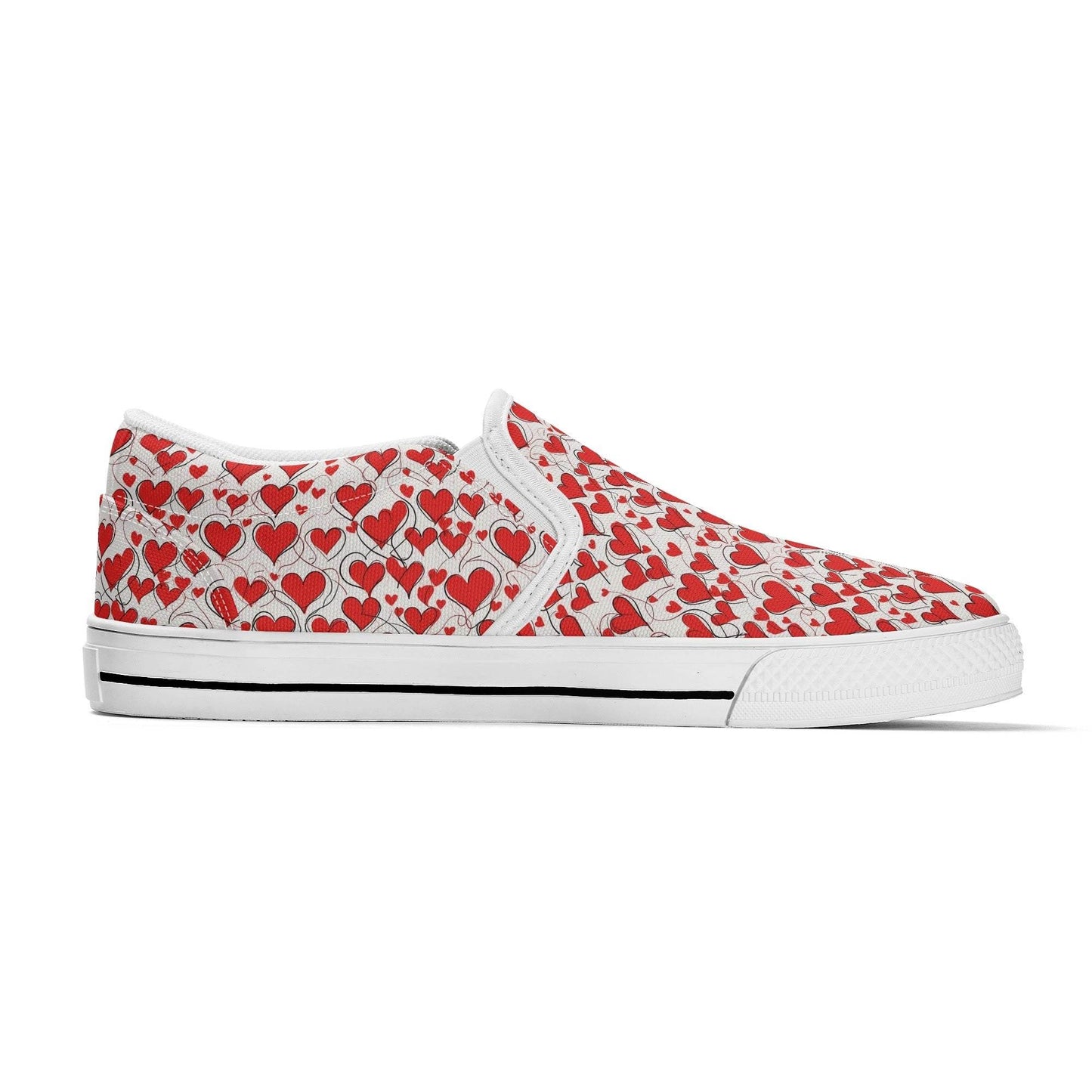 Women's Scribble Hearts Rubber Slip On Shoes - DeRose Seasonal