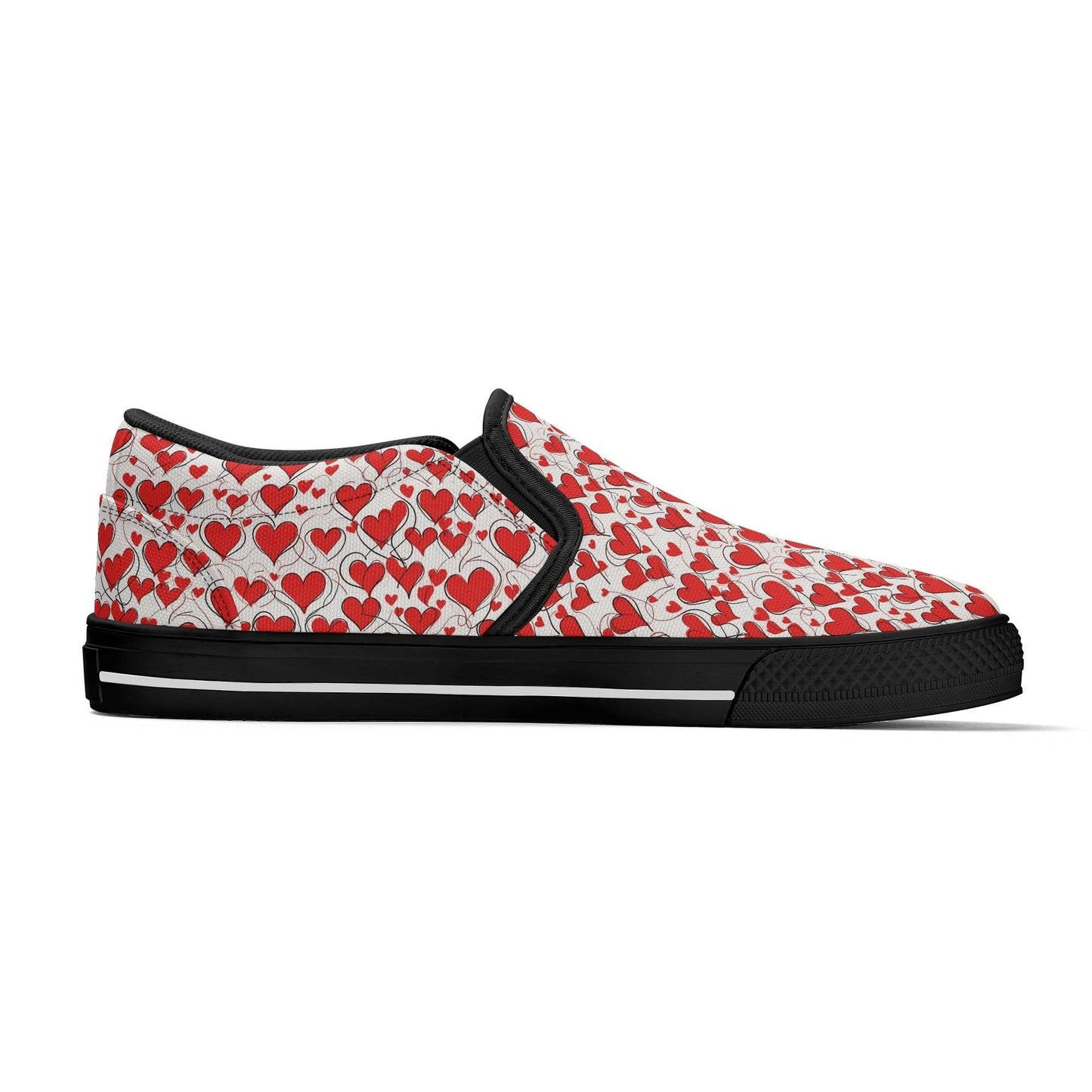 Women's Scribble Hearts Rubber Slip On Shoes - DeRose Seasonal