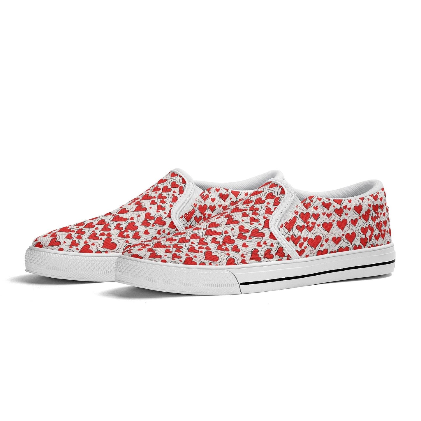 Women's Scribble Hearts Rubber Slip On Shoes - DeRose Seasonal