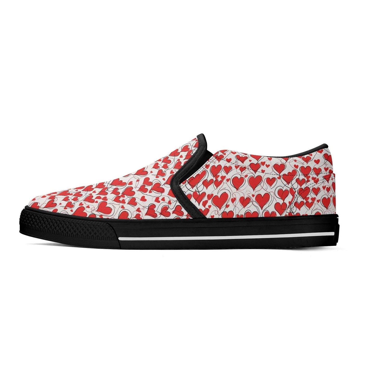 Women's Scribble Hearts Rubber Slip On Shoes - DeRose Seasonal