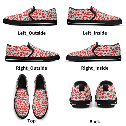 Women's Scribble Hearts Rubber Slip On Shoes - DeRose Seasonal