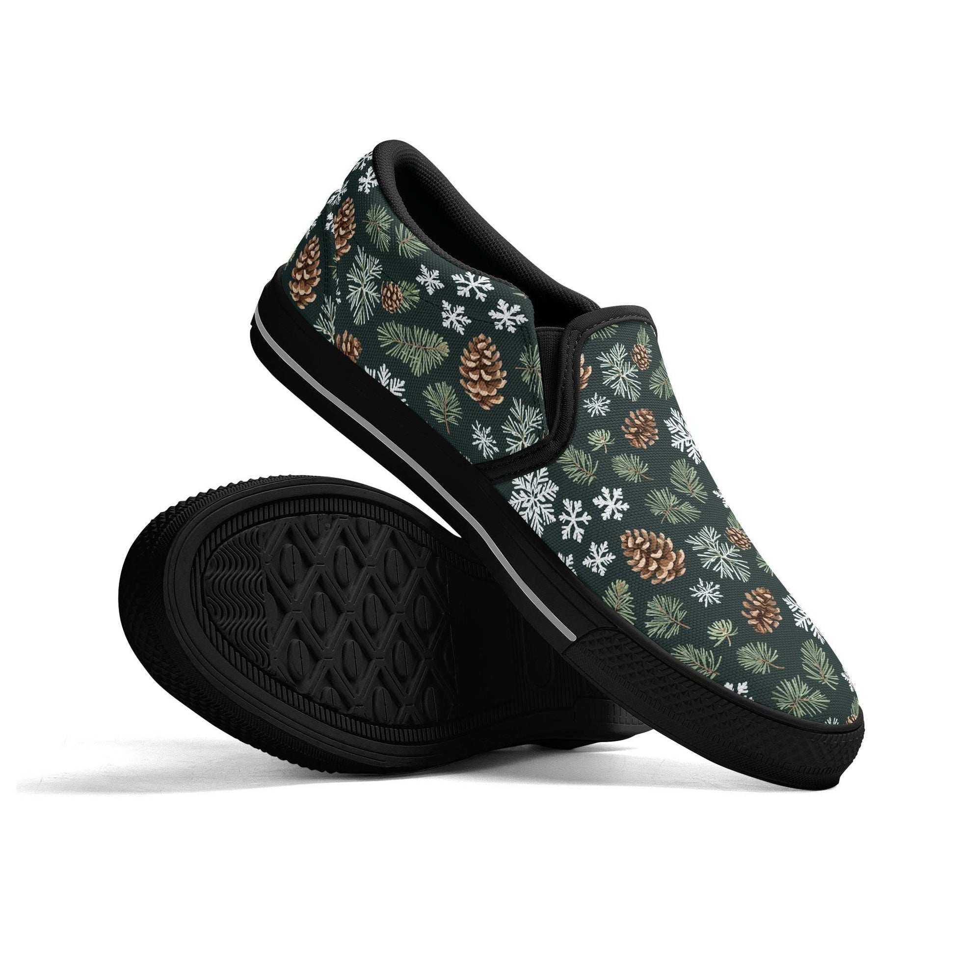 Women's Snowflake Pine Rubber Slip On Shoes - DeRose Seasonal