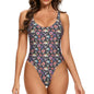 Pastel Floral and Skulls One-Piece Swimsuits Polyester and Spandex - DeRose Seasonal
