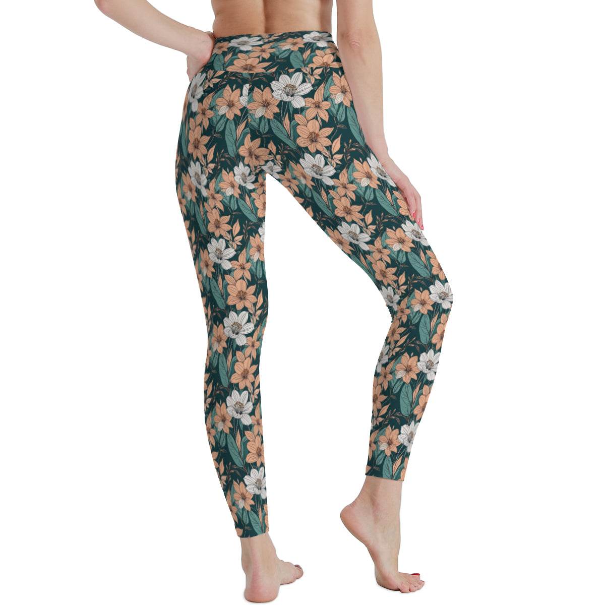 Pastel Floral Women's Polyester Yoga pants Leggings - DeRose Seasonal