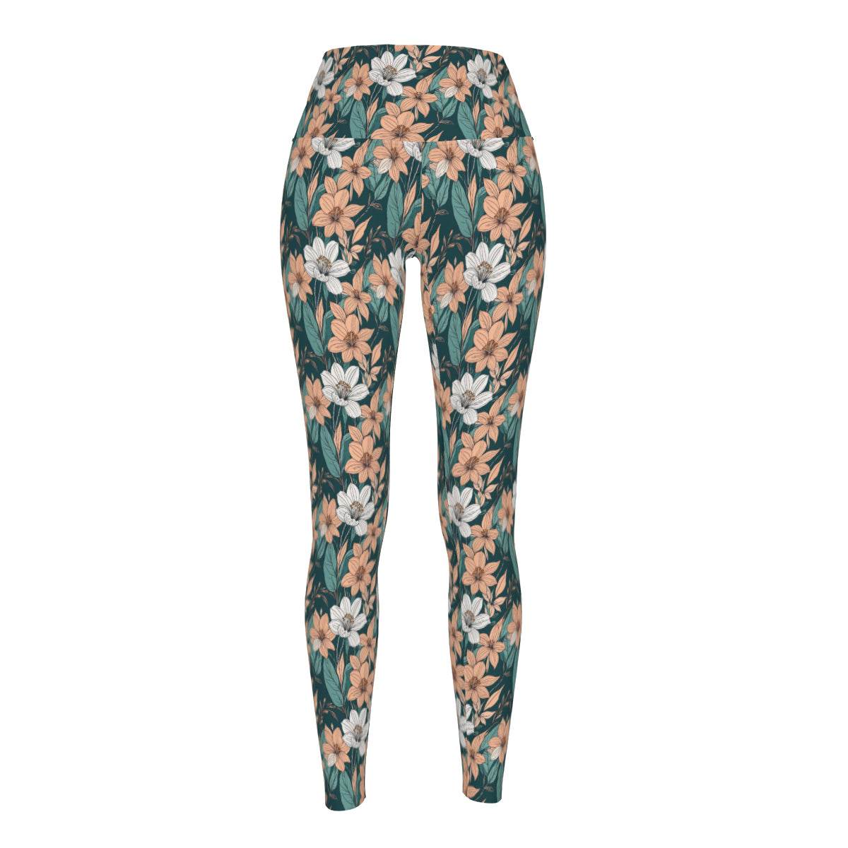 Pastel Floral Women's Polyester Yoga pants Leggings - DeRose Seasonal