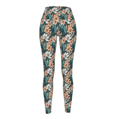 Pastel Floral Women's Polyester Yoga pants Leggings - DeRose Seasonal