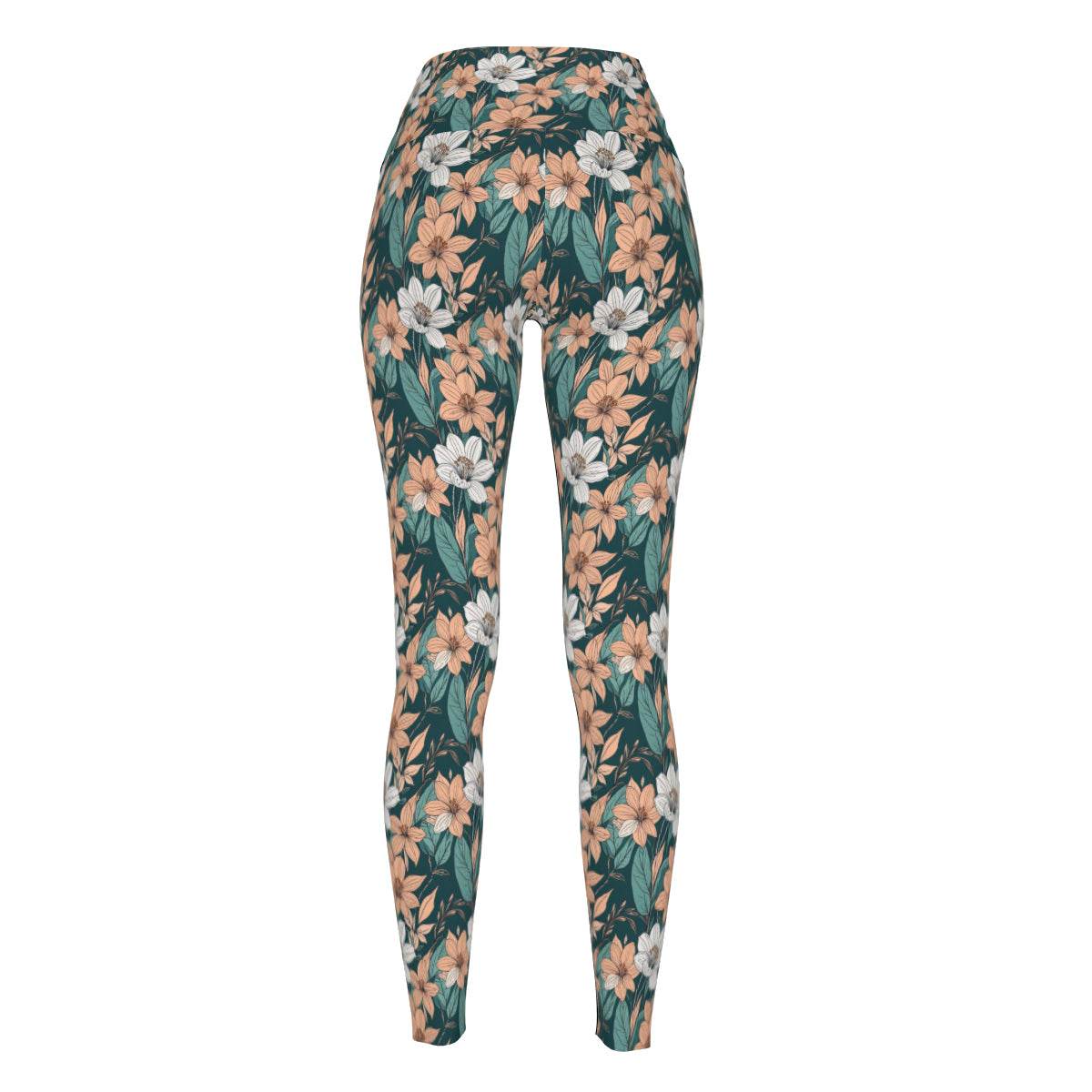 Pastel Floral Women's Polyester Yoga pants Leggings - DeRose Seasonal