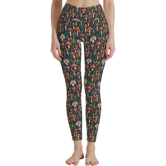 Forest Shrooms Women's Polyester Yoga pants Leggings - DeRose Seasonal