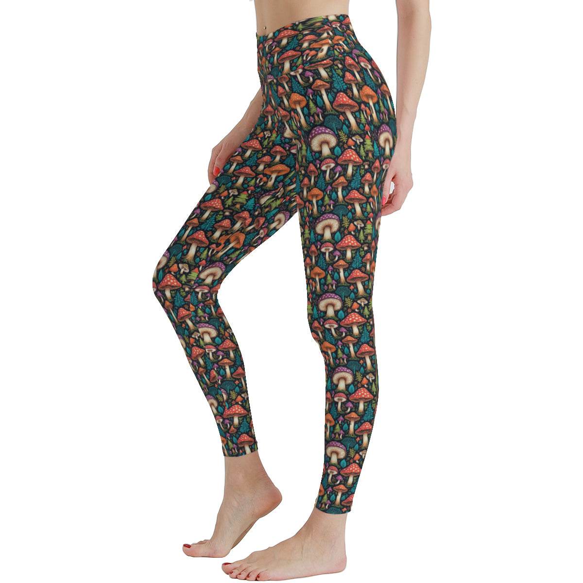 Forest Shrooms Women's Polyester Yoga pants Leggings - DeRose Seasonal