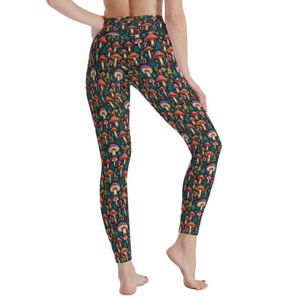 Forest Shrooms Women's Polyester Yoga pants Leggings - DeRose Seasonal