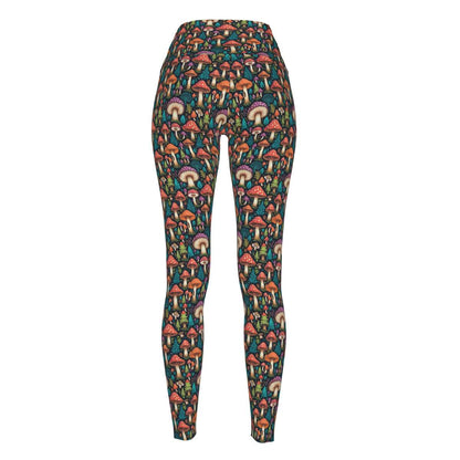 Forest Shrooms Women's Polyester Yoga pants Leggings - DeRose Seasonal