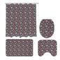 Pastel Floral and Skulls Bathroom Four-Piece Set(Shower Curtain + Toilet Cover Mat + Toilet Foot Mat + Floor Mat)| Polyester - DeRose Seasonal
