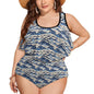 Plus Size Women's Abstract Wave Two-piece Swimsuit - DeRose Seasonal