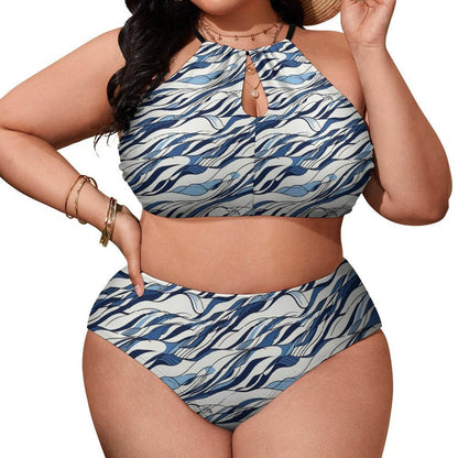 Plus Size Ocean Lines Two-piece Swimsuit - DeRose Seasonal