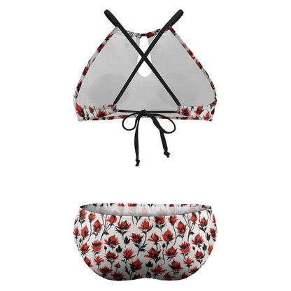 Plus Size Floral Fire Two-piece Swimsuit - DeRose Seasonal