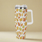 Autumn 40oz Stainless Steel Tumbler Gift With White Handle and Straw - DeRose Seasonal