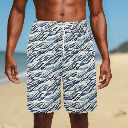 Men's Ocean Lines Mesh Shorts Sea Life Swim Trunks - DeRose Seasonal