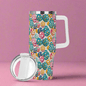 Festive Egg 40oz Stainless Steel Tumbler Gift With White Handle and Straw - DeRose Seasonal