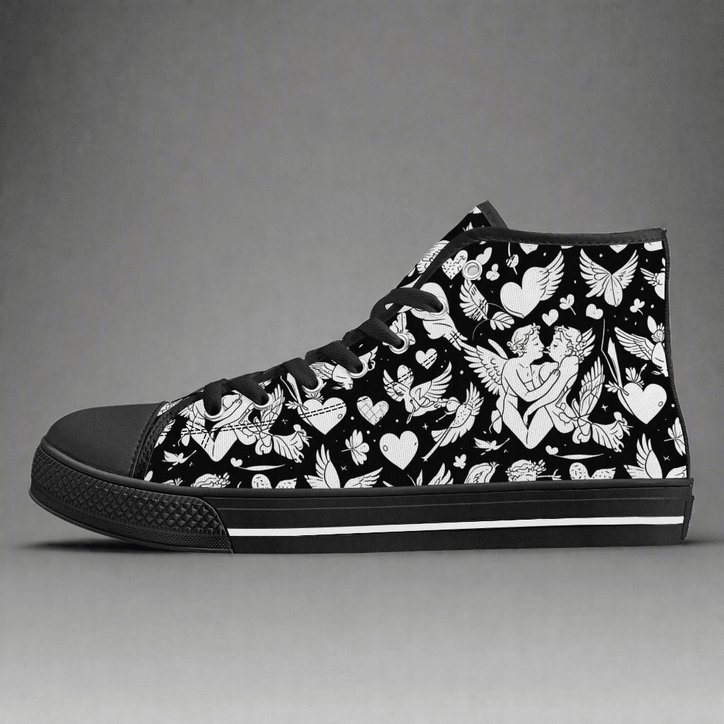 Abstract Love Men's High Top Canvas Shoes - DeRose Seasonal