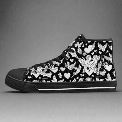 Abstract Love Men's High Top Canvas Shoes - DeRose Seasonal