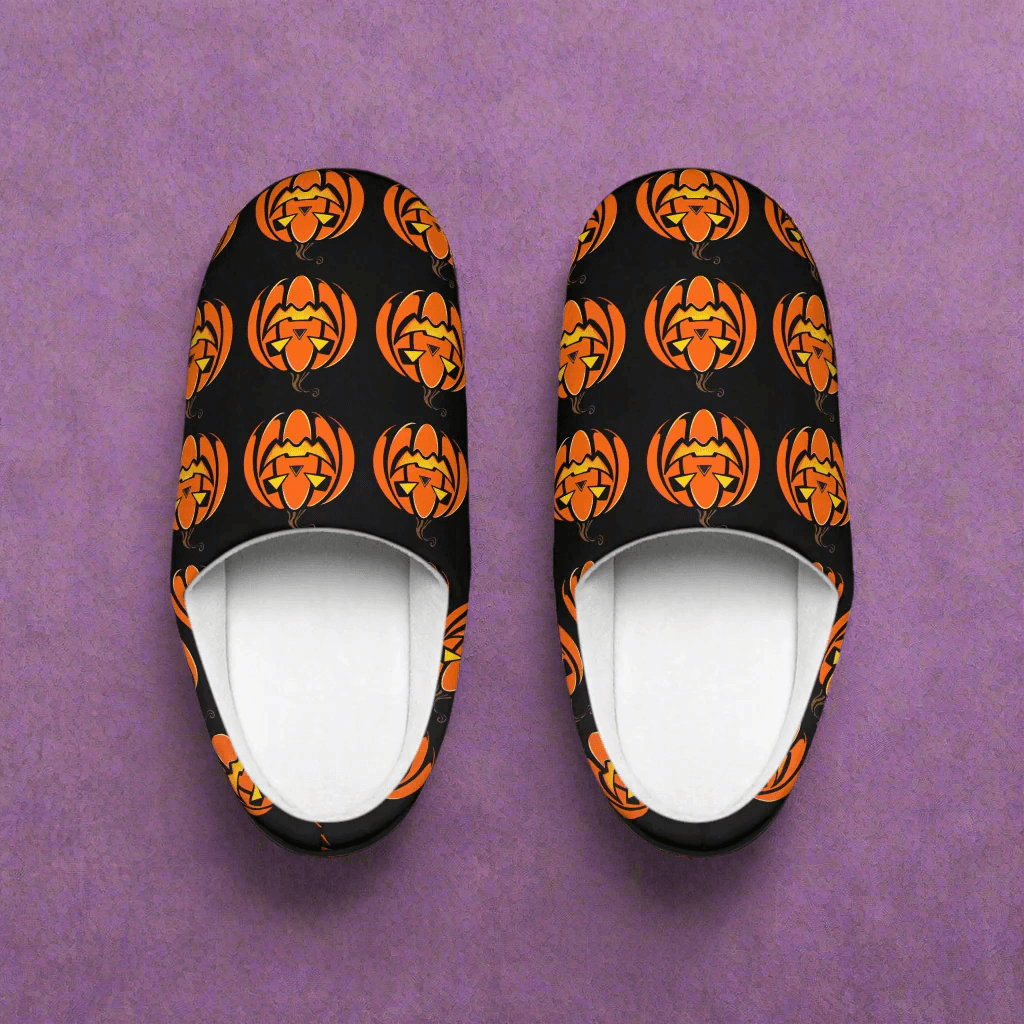 Men's Indoor Halloween Jack-O-Lantern Slippers - DeRose Seasonal