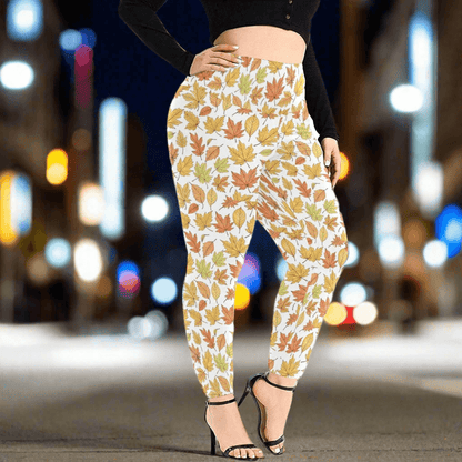 Autumn Women's Plus Size High Waited Leggings Women's High Waist Leggings(Plus Size)(ModelL45) - DeRose Seasonal
