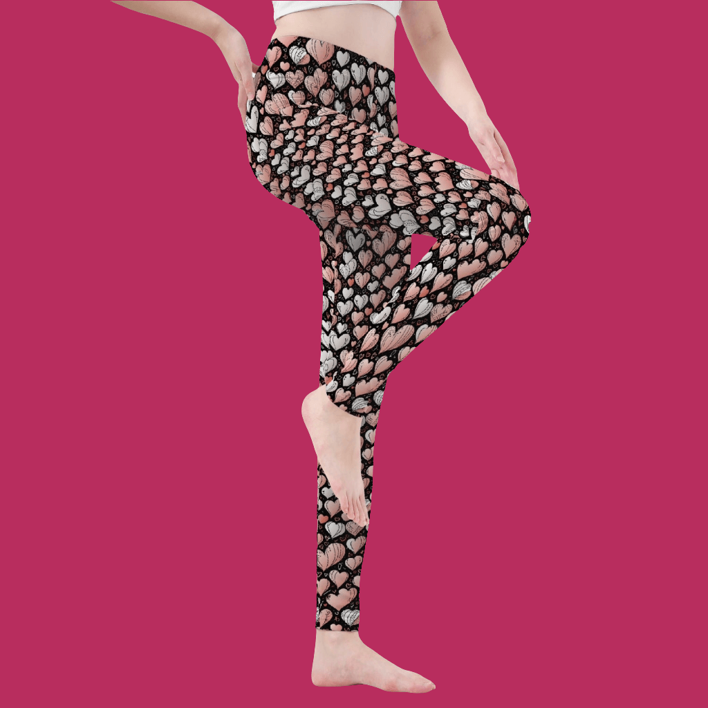 Pink Hearts Women's Yoga Pants - DeRose Seasonal